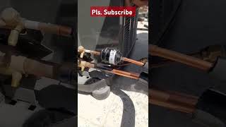 Brazing copper pipe at condensing unitaircondition shortvideo [upl. by Hullda]