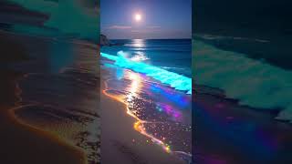 Fantasy beach night scene under the intertwining of starlight and fluorescence nature [upl. by Siva]