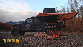 Peaceful Solo Camping By The River Jeep Gladiator Overland Setup [upl. by Deppy648]