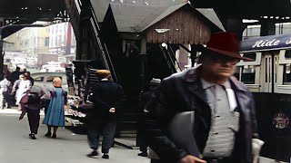 New York City 1950s in color Third Ave El 60fps Remastered wsound design added [upl. by Semajwerdna]