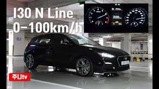 i30 n line 제로백 테스트 i30 n line 0100kmh acceleration [upl. by Airdnazxela]