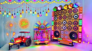 DIY Mini Dj Navratri Durga Pooja Gauri Ganesh Big Dj Truck Light Decoration gadi wala Chhota dj [upl. by Anet25]