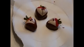 Make Hand Dipped Chocolate Covered Tuxedo Strawberries  Fancy Dessert [upl. by Rouvin671]