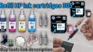 How to Refill HP 305 Ink Cartridge for Deskjet 27232320271027202732 Printer  Step by Step Guide [upl. by Armando]