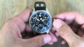 Adjusting the perpetual calendar on IWC Big Pilot ref 5026 [upl. by Naesed]