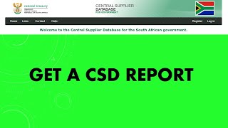 How to get a CSD central supplier database report in South Africa online [upl. by Byrdie694]