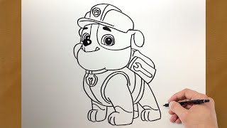 How to Draw Rubble Easy Step By Step Tutorial  Paw Patrol [upl. by Bucella]