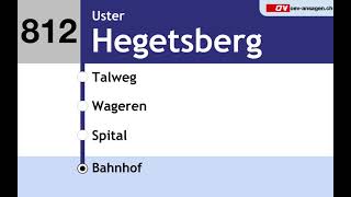 VZO Ansagen  812  Uster Bahnhof – Hegetsberg – Bahnhof [upl. by Tessy]