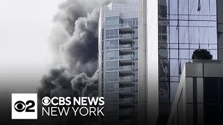 Fire breaks out on roof of Hudson Yards apartment building [upl. by Adnilym]