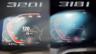 BMW G21 320i vs G20 318i 0100 kmh Beschleunigung 060 mph acceleration battle [upl. by Hanoy]