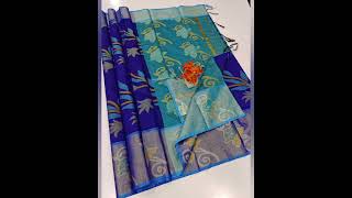 🥳 New Collection Ikkat Pochampalli Silk Cotton Sarees with Tissue Border amp Tussels 💙Price1400 [upl. by Anividul]