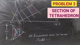 PROBLEM 3 ON SECTION OF TETRAHEDRON  TRUE SHAPE SQUARE  SECTION OF SOLIDS  UNIT IV  EG  ENGLISH [upl. by Norted]