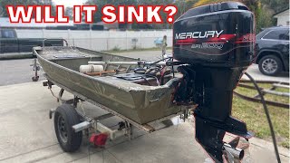 Running a 200 HP outboard on small 14 ft Jon Boat [upl. by Goggin214]