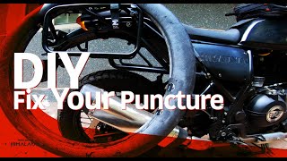 HOW TO FIX A MOTORCYCLE TUBE PUNCTURE BY YOURSELF [upl. by Clarise522]