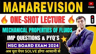 ONE SHOT MAHAREVISION Mechanical Properties of Fluids  HSC BOARD EXAM 2024 MAHARASHTRA [upl. by Lednic]