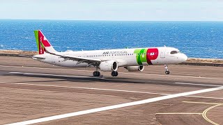 11 WINDY LANDINGS on Runway 23 at Madeira Airport [upl. by Eilyak]