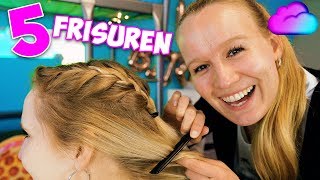 5 FRISUREN Back to School  coole HAIRSTYLES FÜR MITTELLANGES HAAR mit Nina amp Kathi  Frisör spielen [upl. by Massingill]