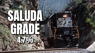 EMD SD402s on Saluda Grade – North Americas Steepest Mainline Railroad [upl. by Arded]