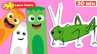 Learn Colors for Babies w Color Crew  All the colors  Coloring Animals amp Fruits  First University [upl. by Lillis]