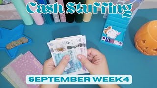 SORRY ITS LATE 😅 CASH STUFFING FOR SEPTEMBER WEEK 4  CHRISTMAS BINDER MINI GAME DAY ❤️ [upl. by Goldie236]