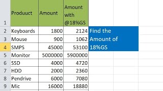 Find the Amount 18  GS with Ms Excel [upl. by Gereld]