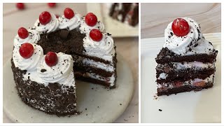 Black Forest Cake Recipe In Kadai  No Egg No Curd No Oven Bakery style Eggless Black Forest Cake [upl. by Bolling]