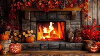 Warm Fall Ambience 🍁 Crackling Fireplace  Relaxing Soothing amp Cozy Sounds for Peace [upl. by Ecneret]