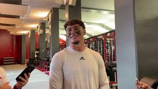 Indiana football postgame QampA Linebacker Aiden Fisher [upl. by Ydne654]