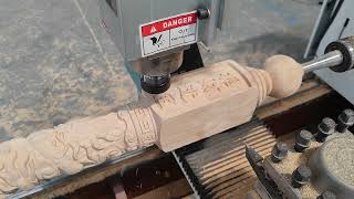 Four axis CNC woodworking lathe plane engraving stair railing Roman columnwoodworking wood cnc [upl. by Jarl]