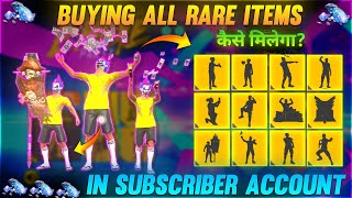 BUYING ALL EMOTES 😲 FROM EMOTES PARTY EVENT IN SUBSCRIBER ACCOUNT  GARENA FREE FIRE [upl. by Schafer229]