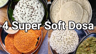 4 Soft amp Spongy Instant Dosa Recipes for Morning Breakfast No Soaking amp Grinding  Instant Breakfast [upl. by Sokem924]