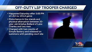 LSP trooper charged after argument at LSUUCLA game [upl. by Lahcsap]