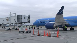 Patrick Leahy Burlington International Airport welcomes inaugural Breeze Airways flight [upl. by Honebein]