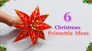 6 Christmas Poinsettia flower making with simple materials Part 1 DIY Christmas craft idea🎄244 [upl. by Ittocs]