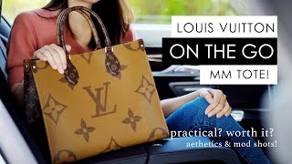 Louis Vuitton On the Go Tote MM  DETAILS WHAT FITS amp MOD SHOTS [upl. by Ecydnac302]