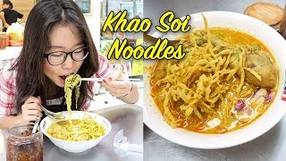 KHAO SOI NOODLES at Or Tor Kor Market in Bangkok Thailand [upl. by Odnanreh]