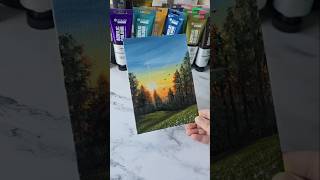 Easy way to paint a sunset scenery  acrylic painting ideas [upl. by Donn]