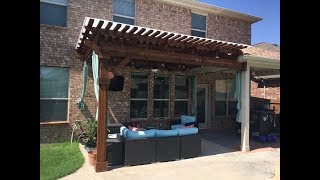 Custom Cedar Pergola w Polygal Covering in Frisco TX [upl. by Redliw96]