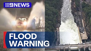 Warragamba Dam spills as rain continues in NSW  9 News Australia [upl. by Ielirol]