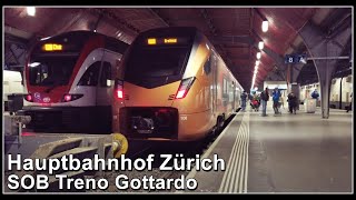 Abfahrt eines IR 46 SOB Treno Gottardo beim Hauptbahnhof Zürich Stadt Zürich Schweiz 2021 [upl. by Nylireg835]