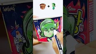 Drawing Disgust from Inside Out 💚 Samyang 삼양 Packaging Redraw trending papercraft insideout2 [upl. by Jacie]