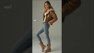 2024 Winter fashions  cropped leather aviator jacket styles outfits [upl. by Conlen]