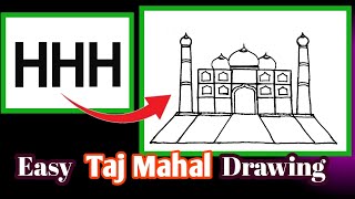 How to draw taj mahal easy step by step  তাজমহল ড্রয়িং [upl. by Loy]