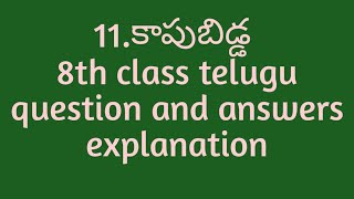 8th class telugu lesson 11 kaapubidda notes question and answers [upl. by Sillaw]