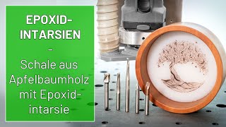 Epoxid Intarsie in einer gefrästen Hozschale auf meiner Eigenbau  CNC [upl. by Hach481]