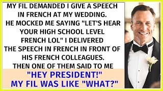 My FIL mocked me at my wedding asked for a French speech I agreed and the result was 30 [upl. by Arihk215]