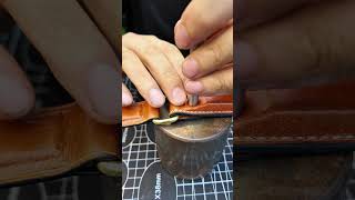 How to use brass rivets leather bag brass shortscopper rivet leathercraft diy bagmaking [upl. by Siahc498]