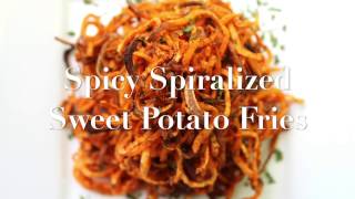 Spicy Spiralized Sweet Potato Fries GlutenFree Vegan Paleo OilFree [upl. by Lledor944]