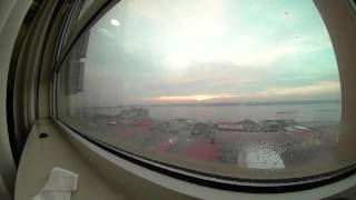 Sunrise over North Korea from Dandong  Timelapse [upl. by Granville]