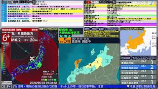 コメ無し版【緊急地震速報】石川県能登地方（最大震度5強 M59） 20240603【BSC24】 [upl. by Agnes285]